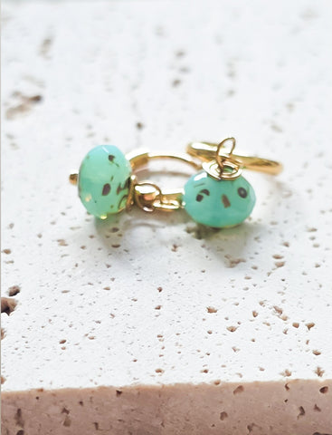 New Blue Lagoon Wire Wrap Huggie Hoop Earrings *Choose your metal*