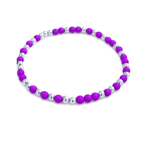 New Electric Fuschia, Neon Yellow Beads Mix Bracelet *Choose your metal and bead color*