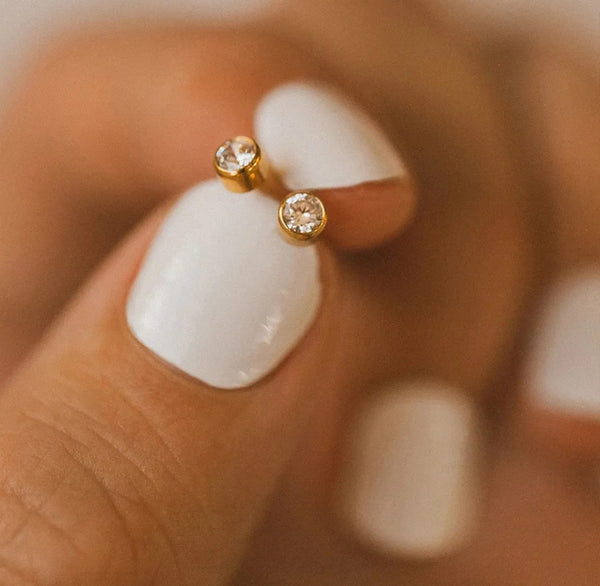 Dainty CZ Birthstone Solitaire Stud Earrings *Choose Your Birthstone and Metal*