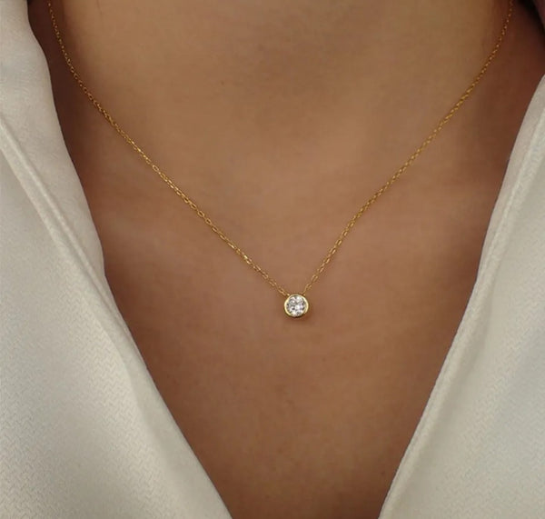 Dainty CZ Birthstone Solitaire Necklace *Choose Your Birthstone and Metal*