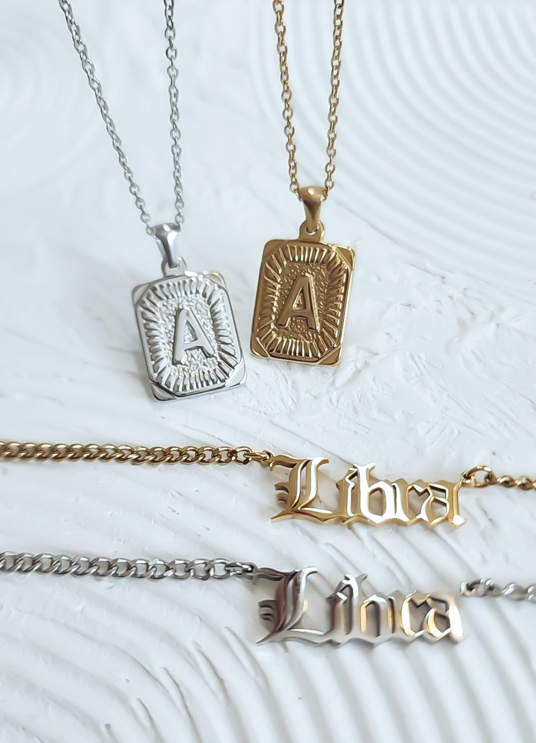 New Rectangle Initial Necklace Choose your Metal and Letter Jewelz by Angie