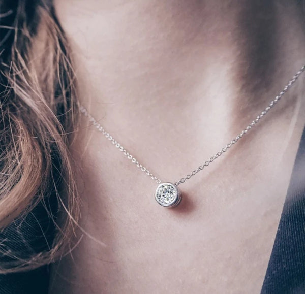 Dainty CZ Birthstone Solitaire Necklace *Choose Your Birthstone and Metal*