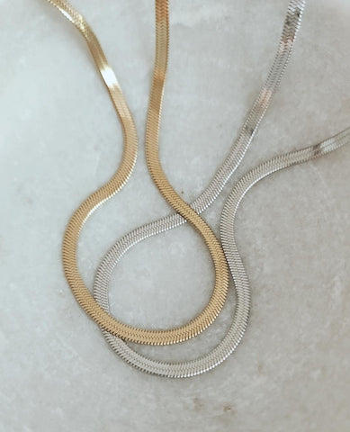 New Herringbone Chain Necklace (3mm)  * Choose your Metal*