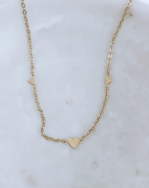 New Dainty Triple Hearts Necklace  * Choose your Metal*