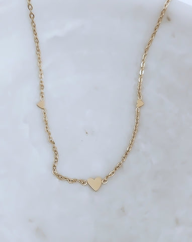 New Dainty Triple Hearts Necklace  * Choose your Metal*