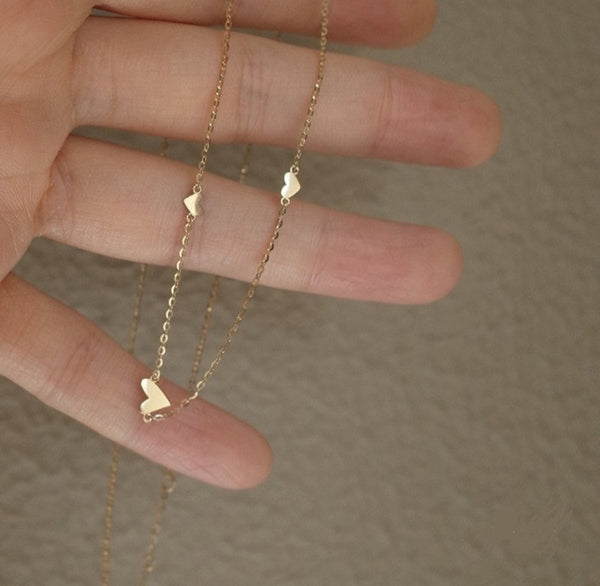 New Dainty Triple Hearts Necklace  * Choose your Metal*