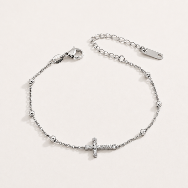 New CZ Cross Bracelet  *Choose your Metal*