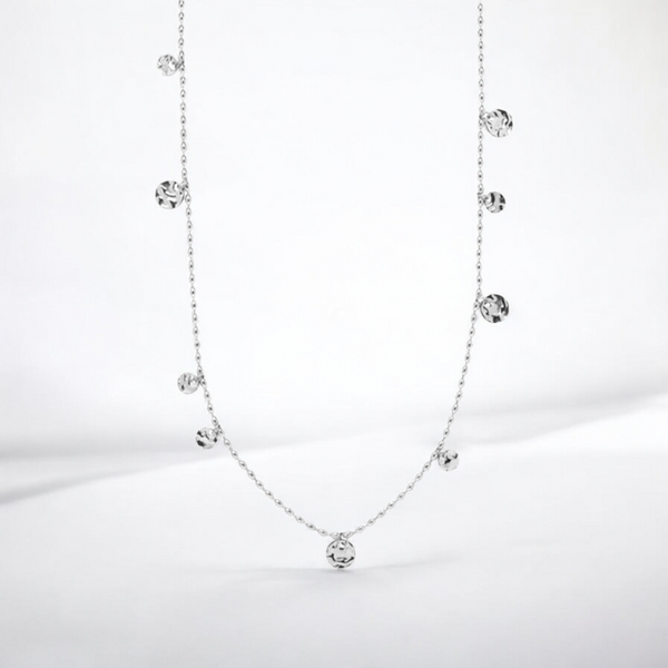 Convertible Hammered Disc Oval Bead Slider Necklace
 *Choose your Metal*