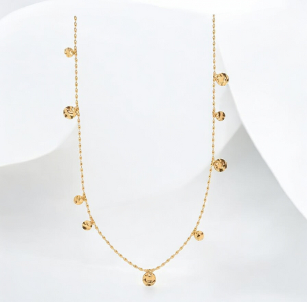 Convertible Hammered Disc Oval Bead Slider Necklace
 *Choose your Metal*