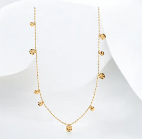 Convertible Hammered Disc Oval Bead Slider Necklace
 *Choose your Metal*