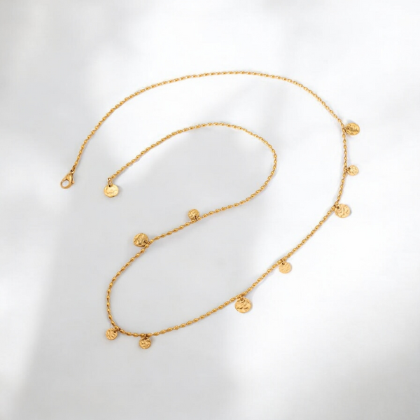 Convertible Hammered Disc Oval Bead Slider Necklace
 *Choose your Metal*