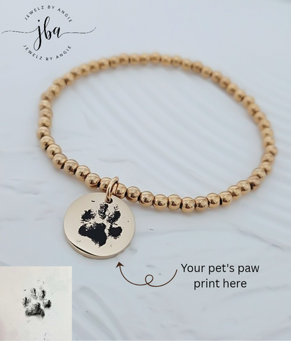 Pet's Paw Print Disc - Choose Bracelet or Necklace & Metal
