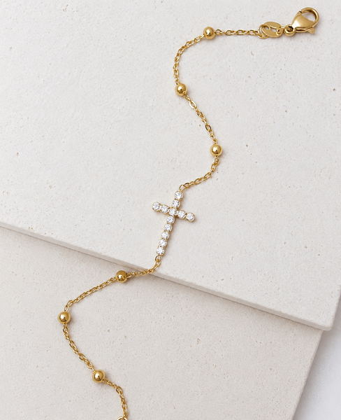 New CZ Cross Bracelet  *Choose your Metal*