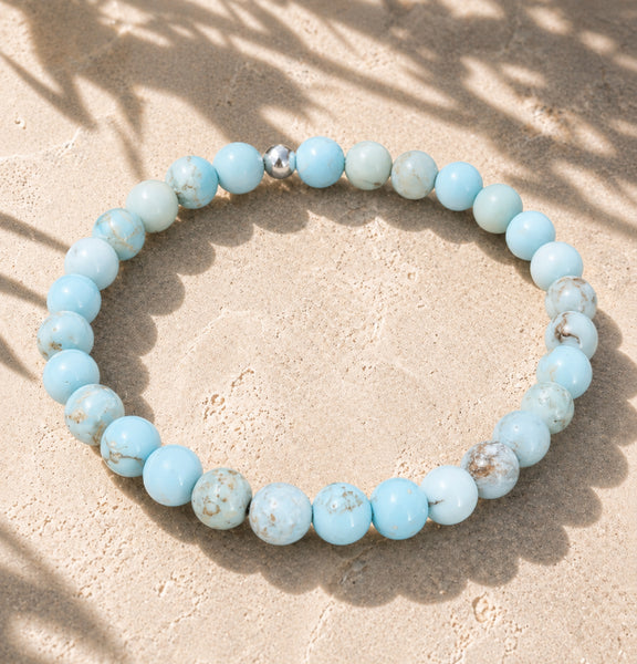 Pale Aqua Howlite Gemstone Bracelet (6mm beads)