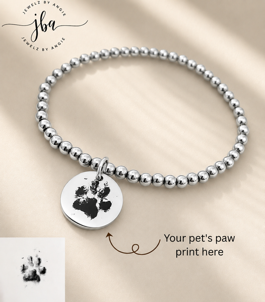 Pet's Paw Print Disc - Choose Bracelet or Necklace & Metal