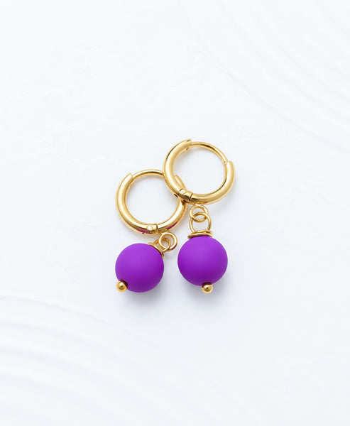 New Hot Fuschia Wire Wrap Huggie Hoop Earrings *Choose your metal*