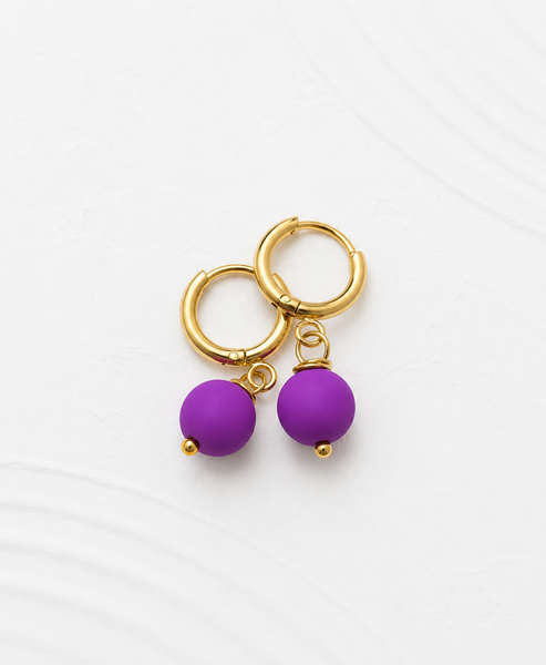 New Hot Fuschia Wire Wrap Huggie Hoop Earrings *Choose your metal*