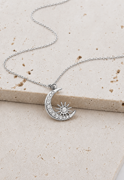 New CZ Moon & Star Necklace  * Choose your Metal*
