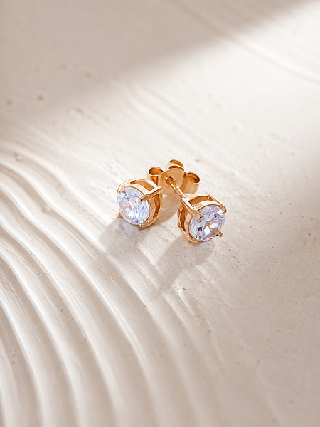 OBSESSED New 6mm CZ Round Stud Earrings  * Choose your Metal*