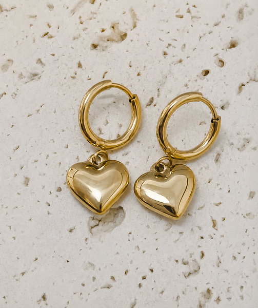 New Huggie Hoop Puff Heart Charm Earrings *Choose your Metal* LOVE THESE!