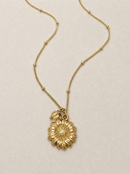 Sunflower Necklace with Citrine Gemstone *CHOOSE YOUR METAL*