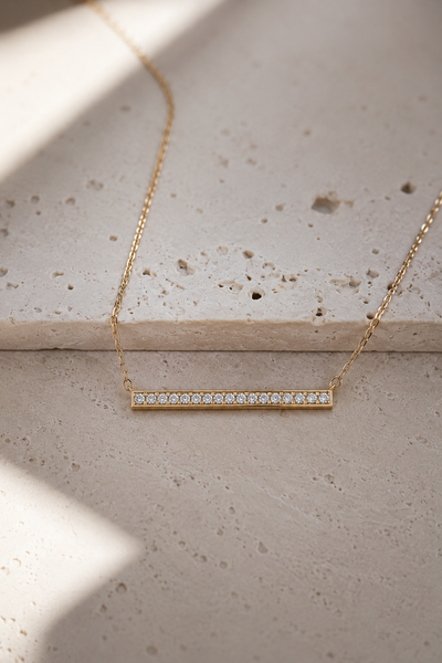 New Dainty CZ Horizontal Bar Necklace *Gold Only*