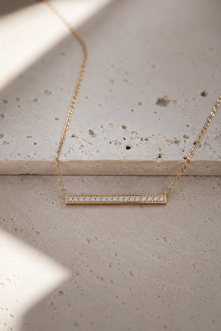 New Dainty CZ Horizontal Bar Necklace *Gold Only*