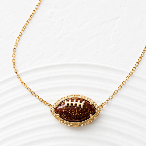 New! Sports Necklace: Sparkling Goldstone Football Necklace *MUST HAVE for Game Day!* Choose your metal