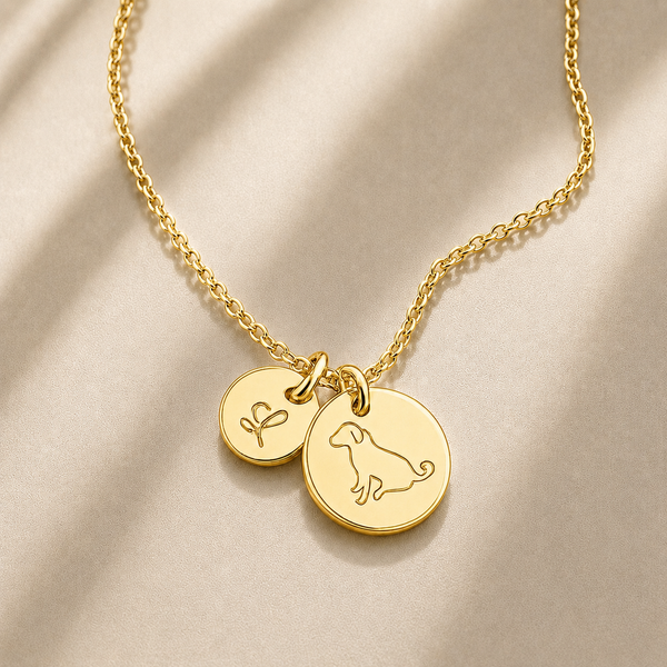 Engraved Personalized Dog & Initial Disc Necklace