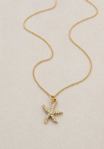 Mini CZ Starfish Ocean Beach NECKLACE *choose your metal*
