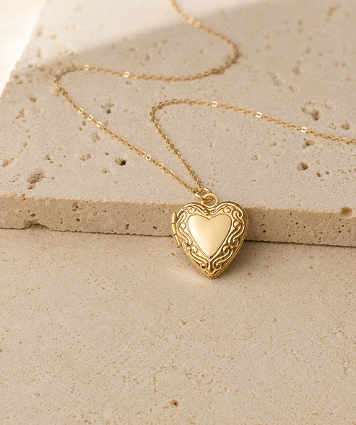 Engraveable Filigree Heart Locket Necklace (Small Size) *choose your metal*