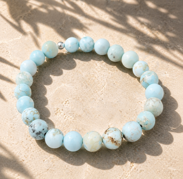Pale Aqua Howlite Gemstone Bracelet (8mm beads)