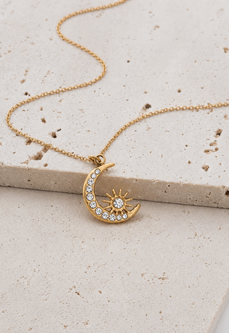 New CZ Moon & Star Necklace  * Choose your Metal*