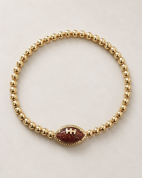 New! Sports Bracelet: Sparkling Goldstone Football Bracelet *MUST HAVE for Game Day!* Choose your metal