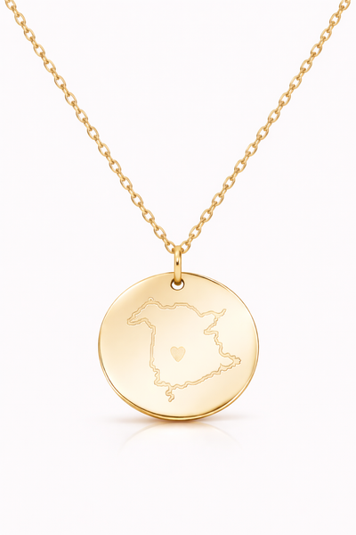 Engraved Personalized Oh Canada Hometown Map w/ Heart Necklace // Province // Territory // City // Canadian Love *Choose your metal*