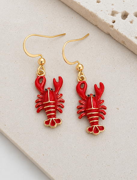 Maritime Must Have: New Adorable Enamel Lobster Earrings (shorty) *LOVE* Choose Your Metal
