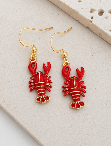 Maritime Must Have: New Adorable Enamel Lobster Earrings (shorty) *LOVE* Choose Your Metal