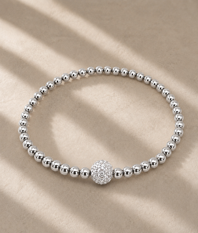 Beaded White Pave Bracelet *Choose your metal*