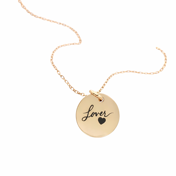 Engraved Lover Disc Necklace *CHOOSE YOUR METAL*