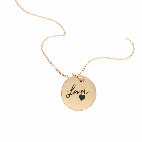 Engraved Lover Disc Necklace *CHOOSE YOUR METAL*