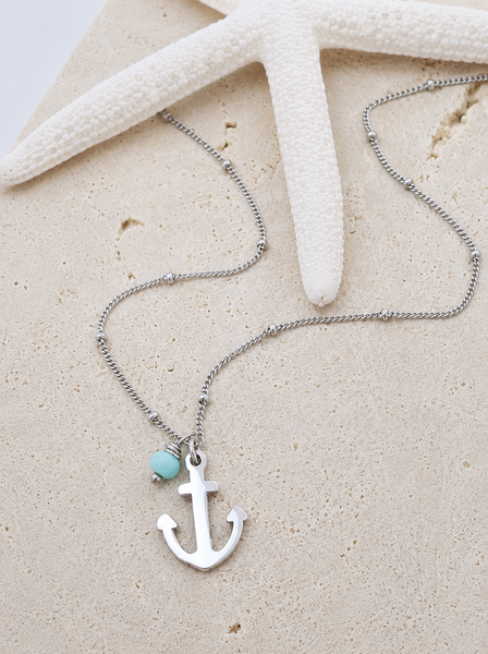 Anchor Nautical Ocean Beach NECKLACE *choose your metal*