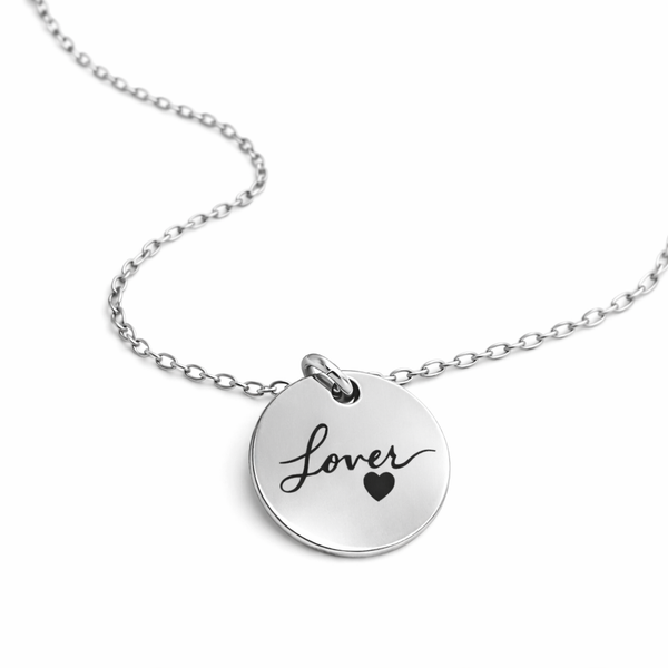 Engraved Lover Disc Necklace *CHOOSE YOUR METAL*