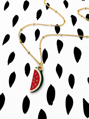 New Adorable Enamel Watermelon Slice Necklace *LOVE*