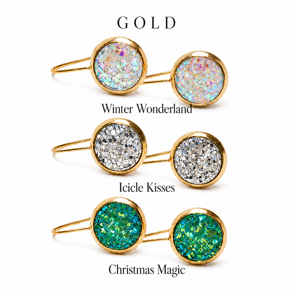 Christmas in July - Shimmering Druzy Dangle Earrings *Choose Your Metal & Color*