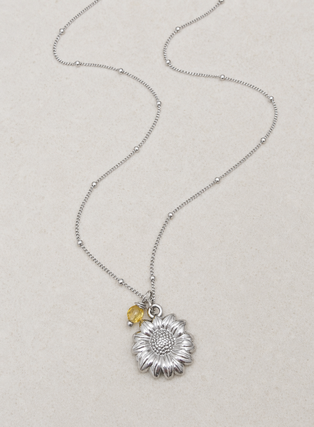 Sunflower Necklace with Citrine Gemstone *CHOOSE YOUR METAL*