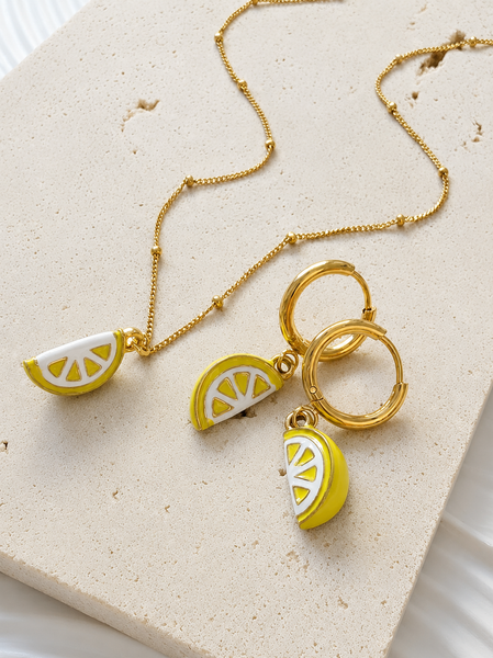 New Adorable Enamel Lemon Necklace *LOVE this set!!*