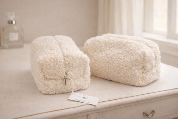 Teddy Sherpa Zip Pouch - Cosmetic & Travel Organizer