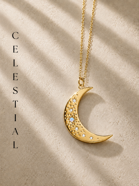 CZ Opal Moon Necklace / *CHOOSE YOUR METAL*