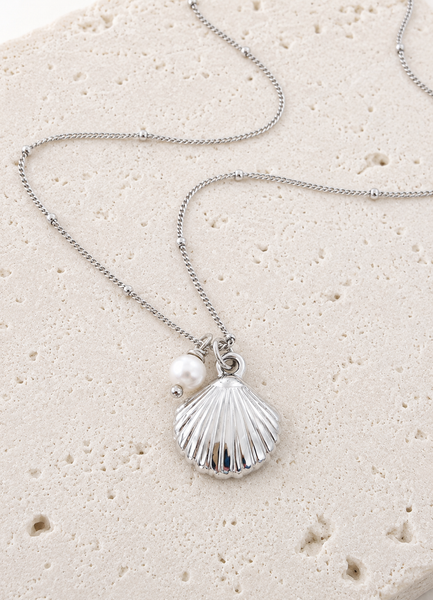 New Beachy Seashell Pearl Necklace  *Choose your Metal*