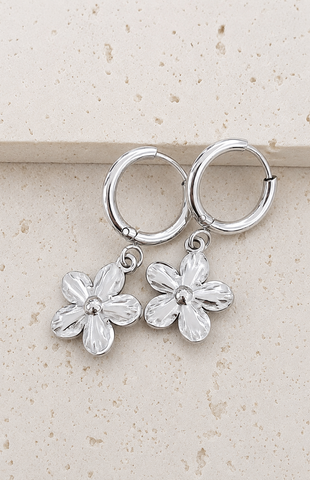 Hibiscus Flower Charm EARRINGS *choose your metal*